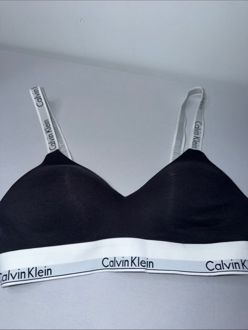 Calvin Klein Black Bralette with White Logo Band